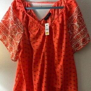 Lane Bryant Orange and White Blouse 14/16